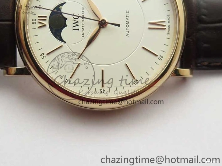 MIROTIME 0415 Stylish Portofino IW459402 RG MKS 1:1 Best Edition White Dial on Brown Leather Strap Miyota 7084